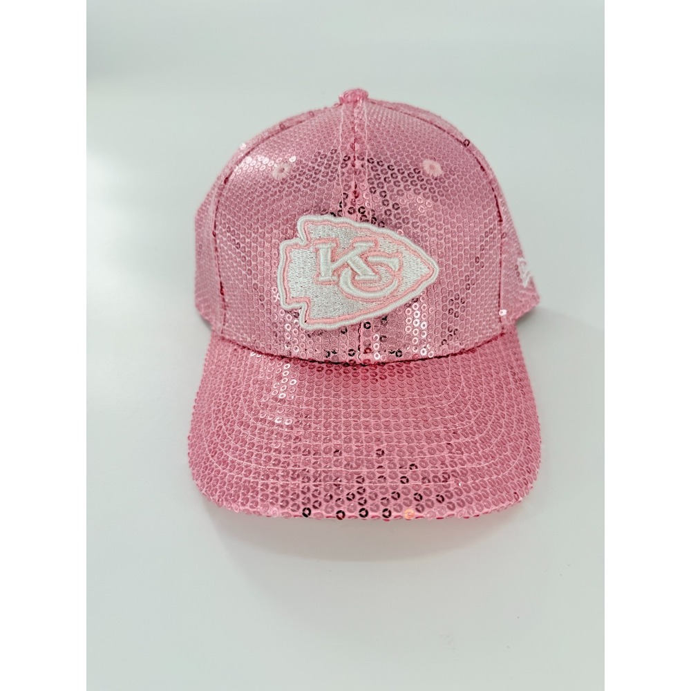 Kansas City Chiefs New Era Cap Hat Youth Pink Sequin 9Forty Adjustable NWT